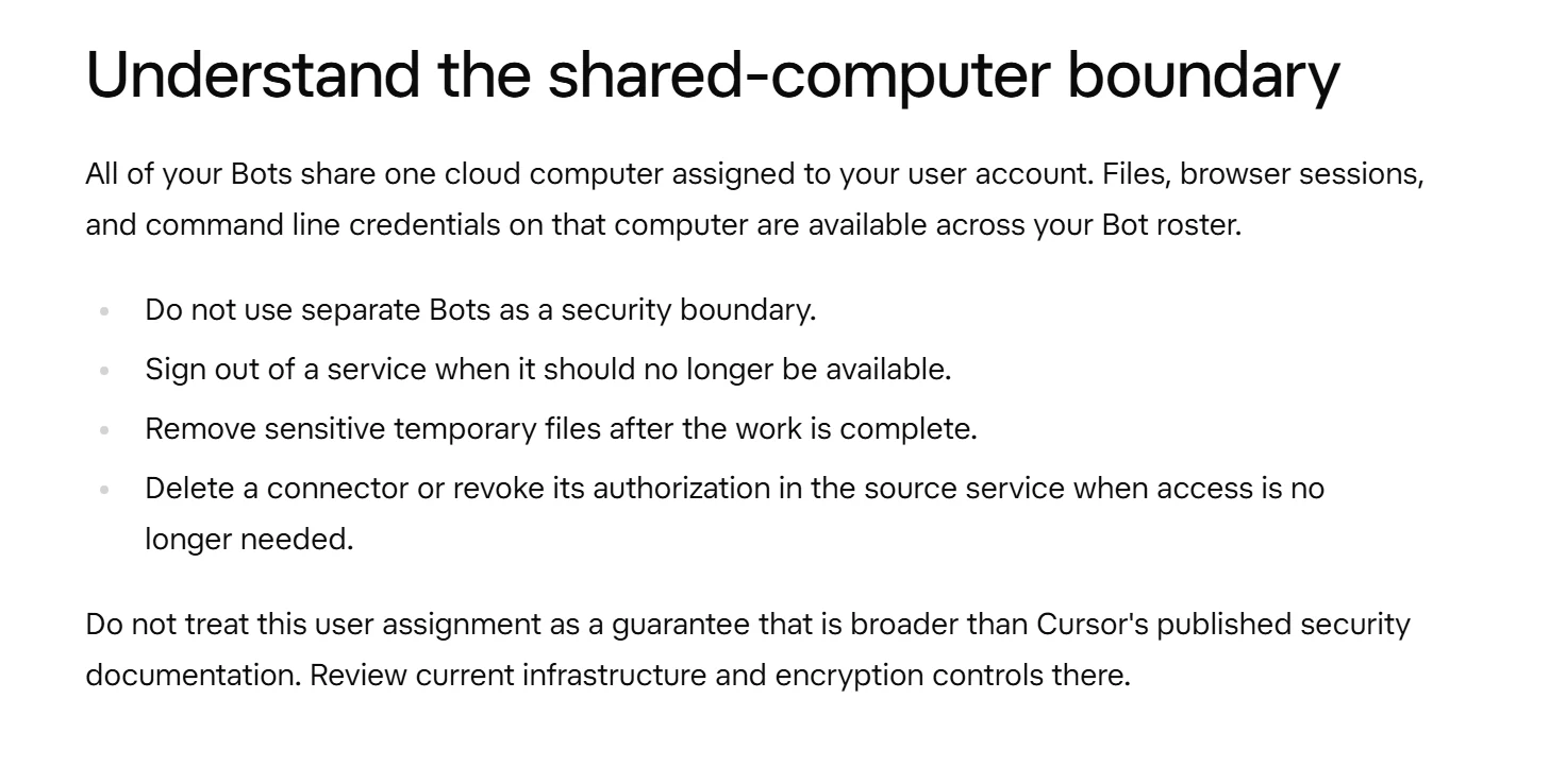 Documentación oficial · Approvals, security, and privacy › Understand the shared-computer boundary. Captura del 29/10/2026 · texto oficial del proveedor, en inglés.